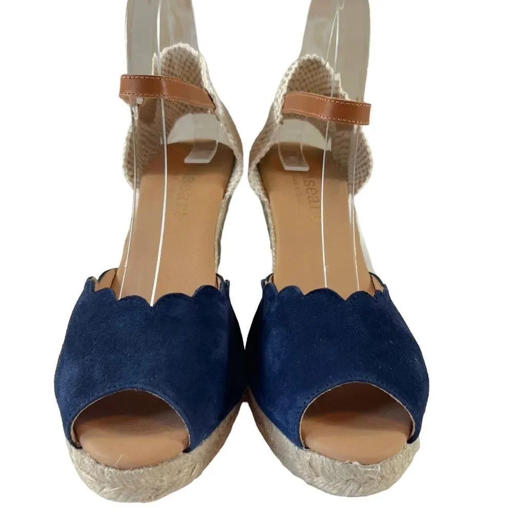 PASEART Adna Open Toe Navy Blue Espadrilles